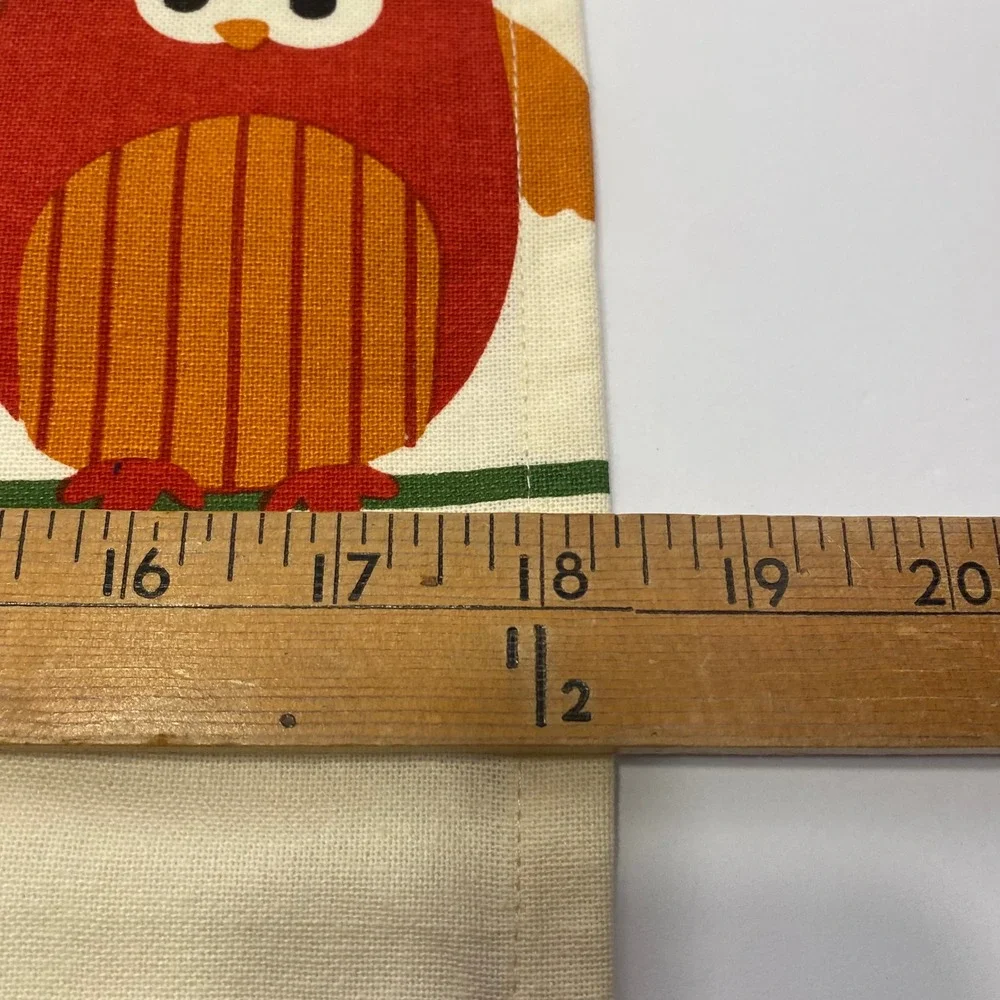 Two Vintage Owl Kitchen Towels Green White Red Excellent Retro Gingham